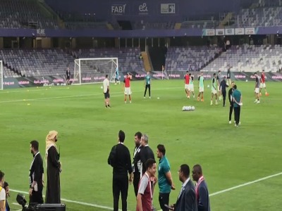 گرم کردن بازیکنان تیم ملی فوتبال ایران پیش از دیدار با کیپ ورد