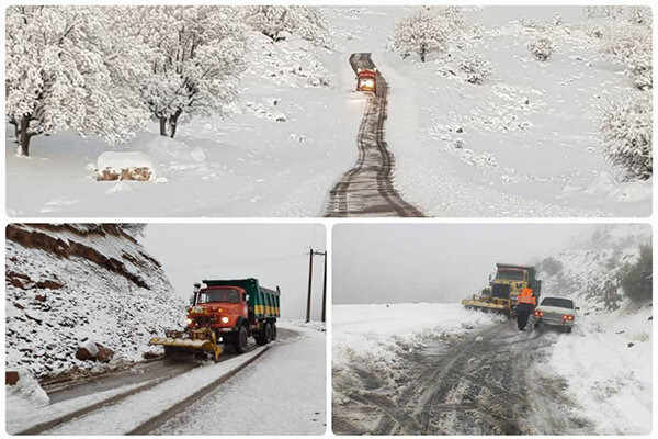 برف‌روبی گسترده محورهای کرمانشاه در بارش‌های اخیر
