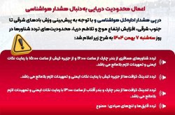 اعمال محدودیت دریایی در بنادر کیش، چارک و آفتاب  درپی هشدارهواشناسی